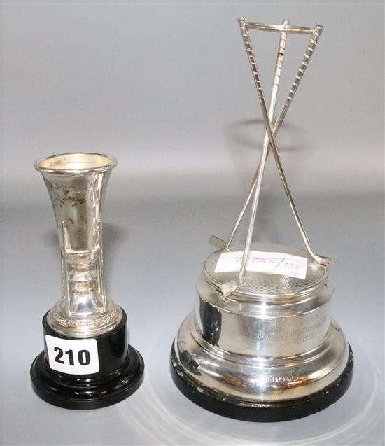 Billiards silver trophy and golf trophy